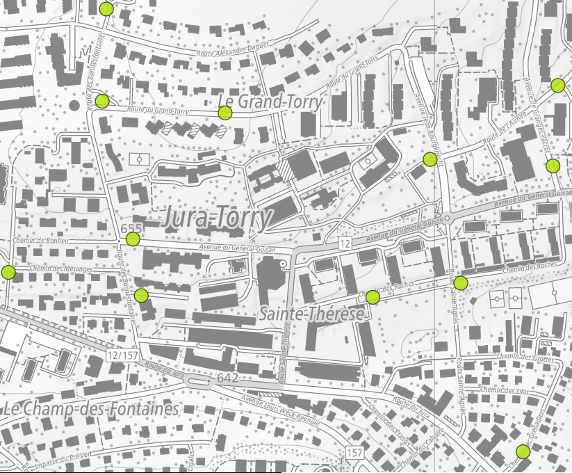 Emplacement des points de collecte