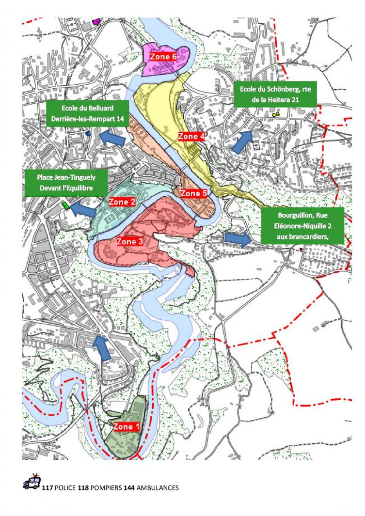 Plan d'évacuation en cas de rupture du barrage de Rossens