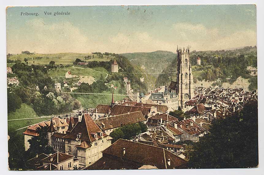 Le quartier du Bourg et la cathédrale Saint-Nicolas, version colorisée (vers 1905).