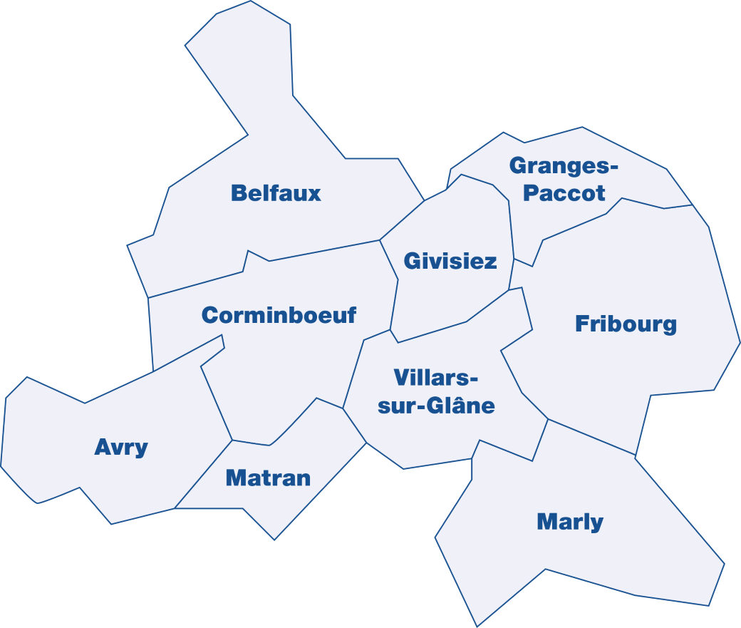 Périmètre Fusion Grand Fribourg communes