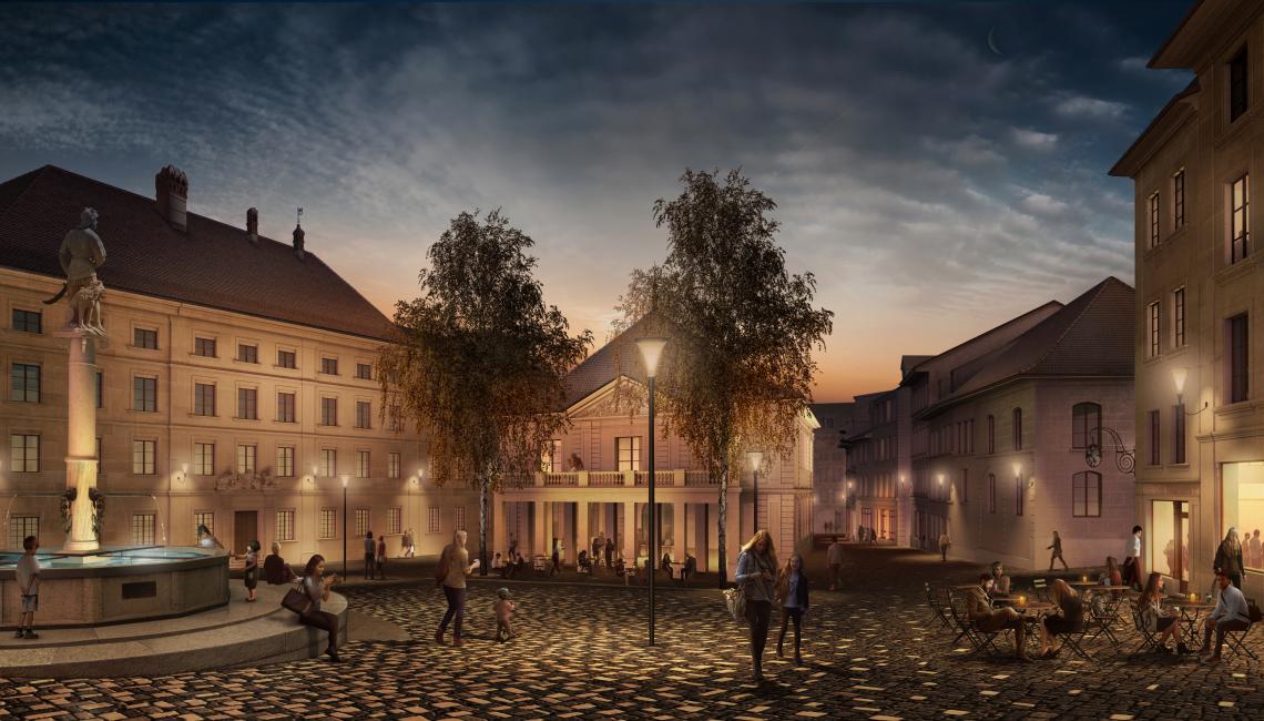 Place Sainte-Catherine (illustration de nuit) - Architecte: Studio Montagnini Fusaro