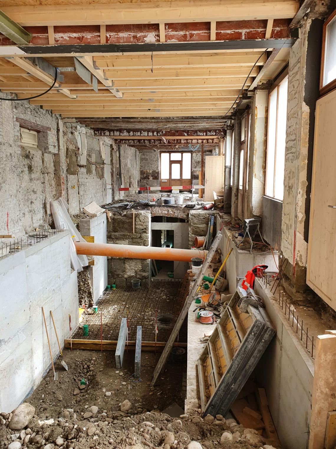 Chantier; Arcades; sous-sol; Ville de Fribourg