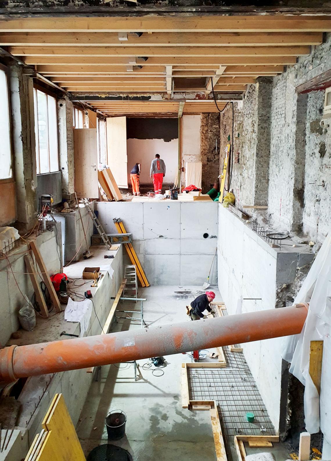 Chantier; Arcades; sous-sol; Ville de Fribourg